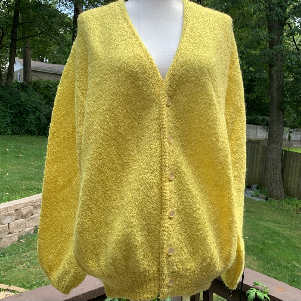 Vtg Drummond Sweater Men's Sz Large Mohair Wool Cardigan V Neck 70s New NWOT